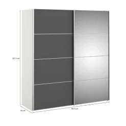 Guardaroba 2 ante grigio e bianco 182x201h cm - Cerreto