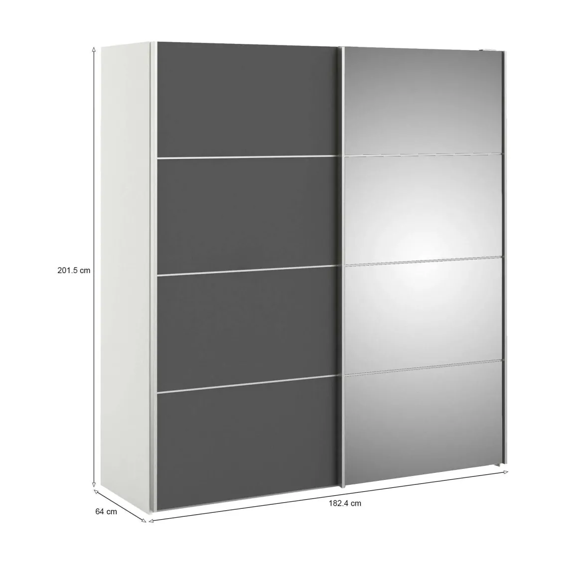 Guardaroba 2 ante grigio e bianco 182x201h cm - Cerreto