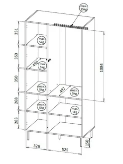 Guardaroba 2 ante Intelvi, 90x52 h185 cm, Beige