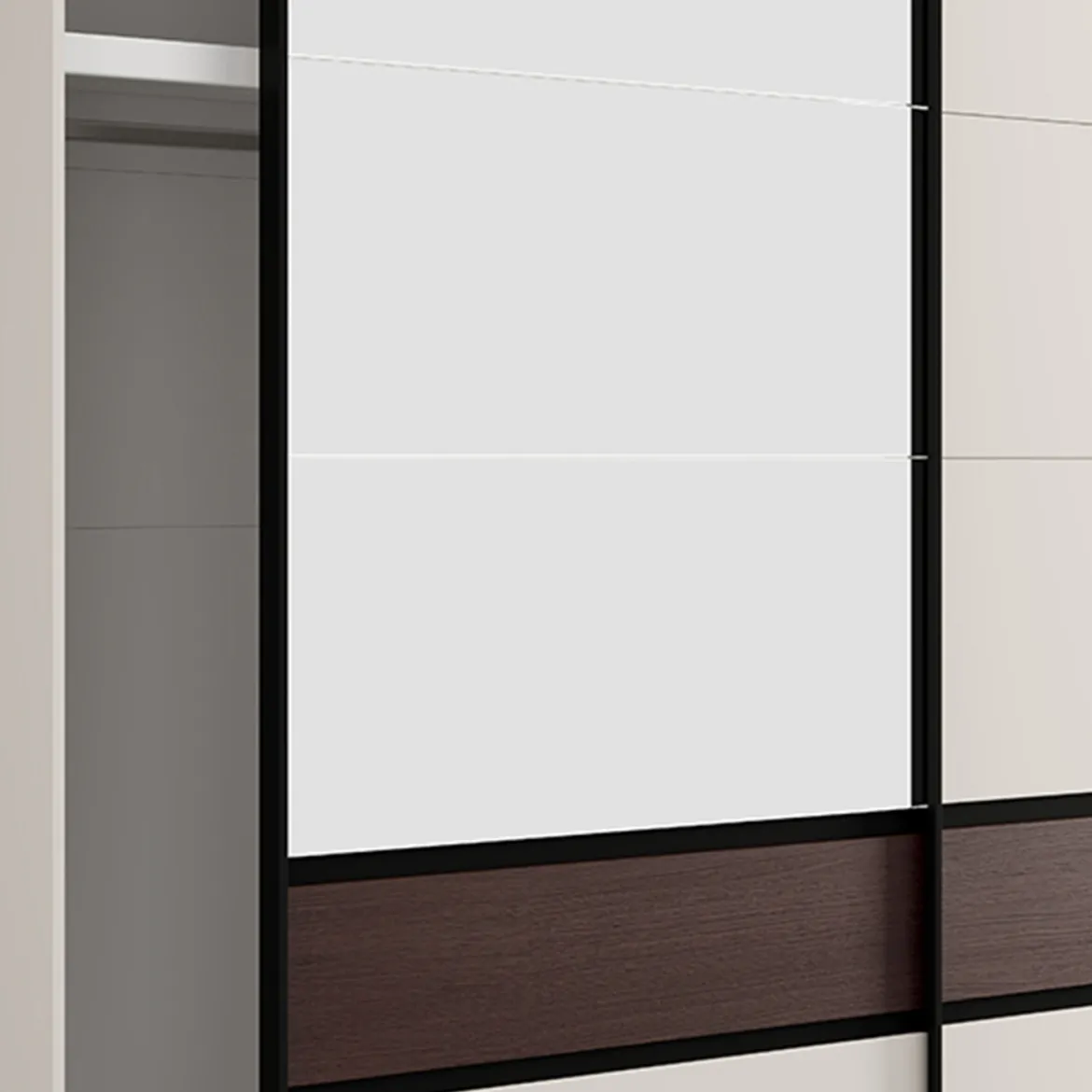 Guardaroba 2 Ante Marrone Noce Bianco Crema 2 Ripiani Appendiabiti 220x217h cm, Apertura Scorrevole - Vangvi