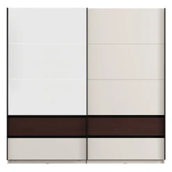 Guardaroba 2 Ante Marrone Noce Bianco Crema 2 Ripiani Appendiabiti 220x217h cm, Apertura Scorrevole - Vangvi