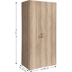 Guardaroba 2 Ante Marrone Rovere Appendiabiti un Ripiano 80x177h cm, 2 Ante - Istrana