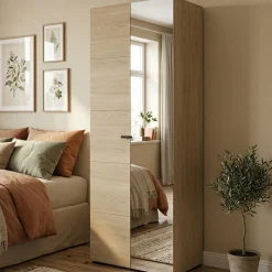 Guardaroba 2 Ante Marrone Rovere Nero Appendiabiti 2 Ripiani 80x194h cm, 2 Ante - Mostaarr