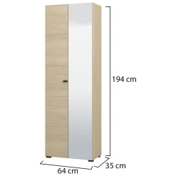 Guardaroba 2 Ante Marrone Rovere Nero Appendiabiti 2 Ripiani 80x194h cm, 2 Ante - Mostaarr