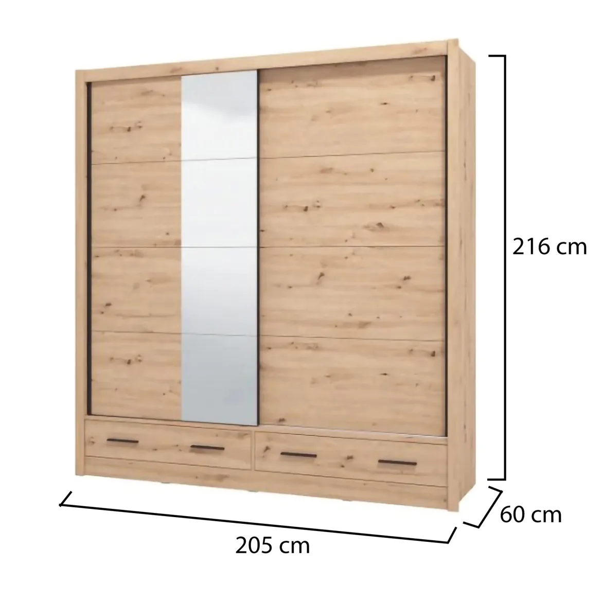 Guardaroba 2 Ante Marrone Rovere Nodi Appendiabiti un Ripiano 79x208h cm, 2 Ante - Pomar