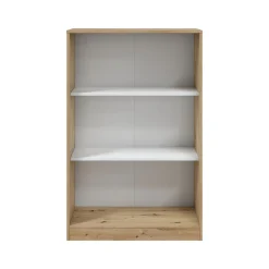 Guardaroba 2 Ante Marrone Rovere Nodi Bianco 2 Ripiani Apertura Scorrevole 77x119h cm, 3 Vani - Stelvio