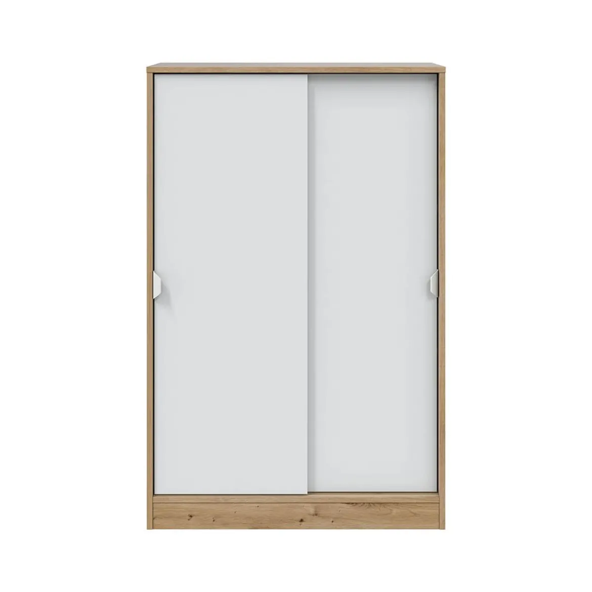 Guardaroba 2 Ante Marrone Rovere Nodi Bianco 2 Ripiani Apertura Scorrevole 77x119h cm, 3 Vani - Stelvio