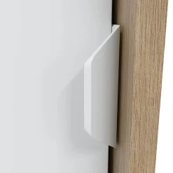 Guardaroba 2 Ante Marrone Rovere Nodi Bianco 2 Ripiani Apertura Scorrevole 77x119h cm, 3 Vani - Stelvio