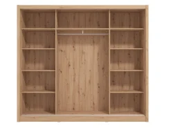 Guardaroba 2 Ante Marrone Rovere Nodi Nero Appendiabiti 9 Ripiani 242x215.5h cm, 2 Ante - Sergnano
