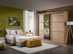 Guardaroba 2 Ante Marrone Rovere Nodi Nero Appendiabiti 9 Ripiani 242x215.5h cm, 2 Ante - Sergnano