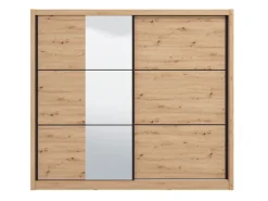Guardaroba 2 Ante Marrone Rovere Nodi Nero Appendiabiti 9 Ripiani 242x215.5h cm, 2 Ante - Sergnano
