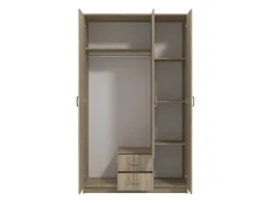 Guardaroba 3 Ante Marrone Rovere Bianco Appendiabiti 2 Cassetti 120x52 cm, 4 Ripiani - Crati