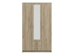 Guardaroba 3 Ante Marrone Rovere Bianco Appendiabiti 2 Cassetti 120x52 cm, 4 Ripiani - Crati