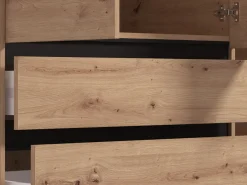 Guardaroba 3 Ante Marrone Rovere Nodi Nero Appendiabiti 3 Cassetti 138x55 cm, 4 Ripiani - Ilbonoo