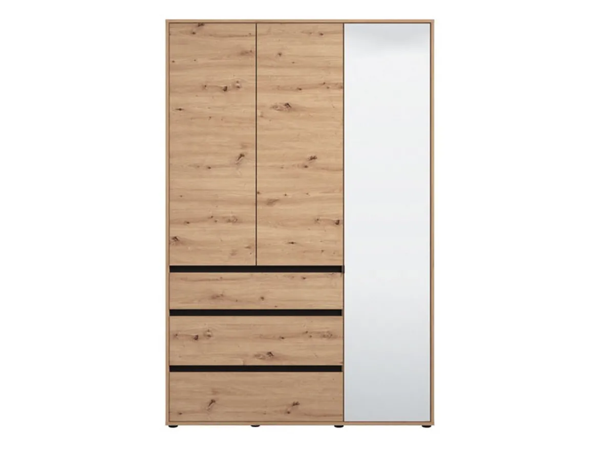 Guardaroba 3 Ante Marrone Rovere Nodi Nero Appendiabiti 3 Cassetti 138x55 cm, 4 Ripiani - Ilbonoo