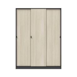 Guardaroba 3 Ante Nero Antracite Marrone Rovere 4 Ripiani Appendiabiti 150x50 cm, 3 Ante - Senales