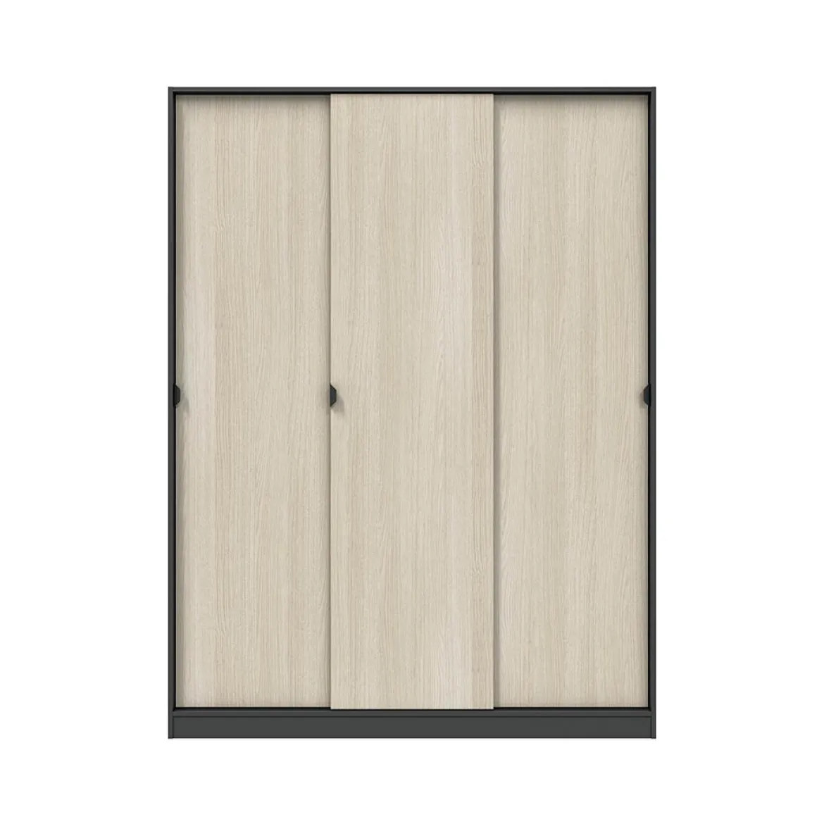 Guardaroba 3 Ante Nero Antracite Marrone Rovere 4 Ripiani Appendiabiti 150x50 cm, 3 Ante - Senales