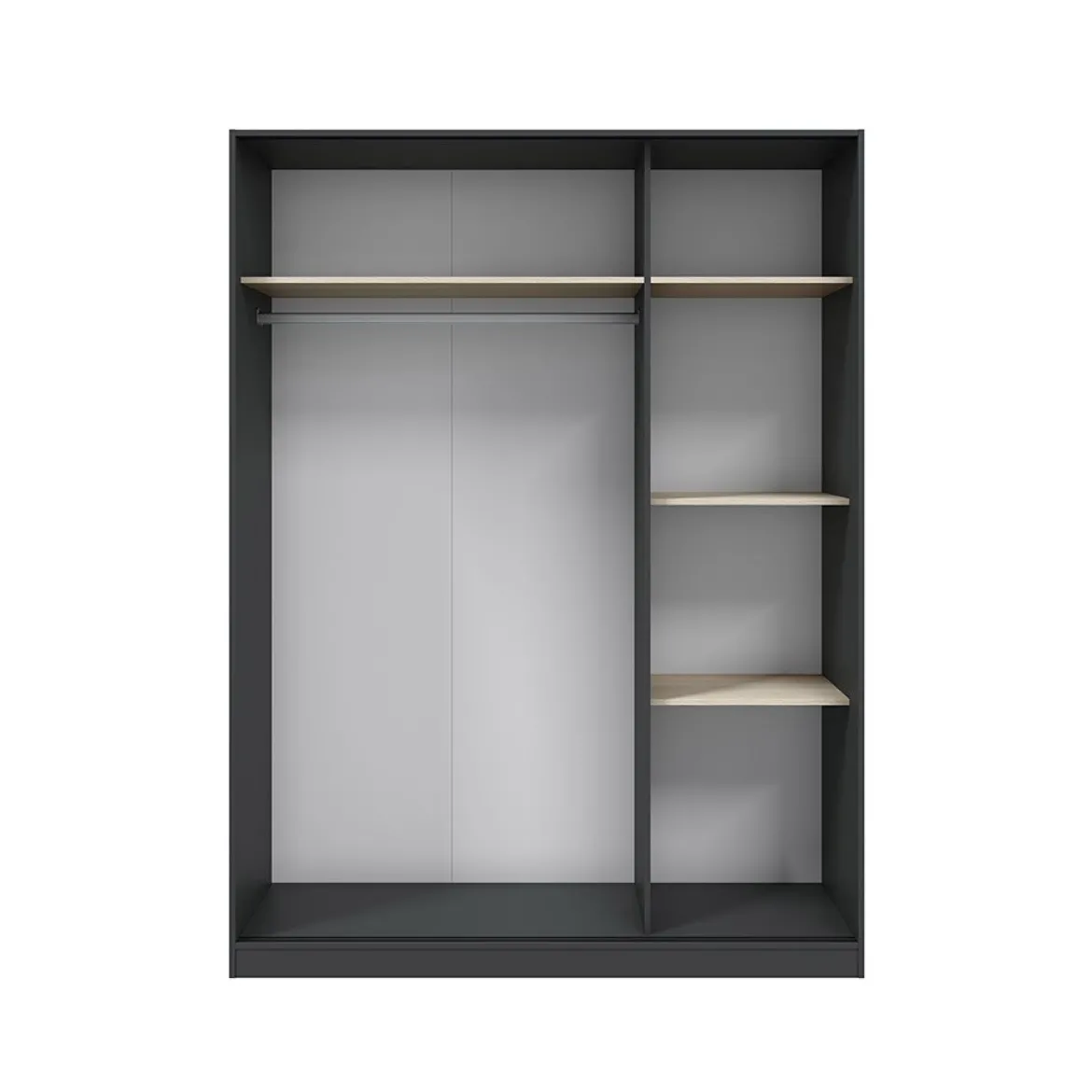 Guardaroba 3 Ante Nero Antracite Marrone Rovere 4 Ripiani Appendiabiti 150x50 cm, 3 Ante - Senales