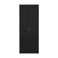 Guardaroba 2 Ante Nero Appendiabiti 5 Ripiani 78.7x200.9h cm, Apertura Battente - Argor