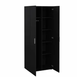 Guardaroba 2 Ante Nero Appendiabiti 5 Ripiani 78.7x200.9h cm, Apertura Battente - Argor