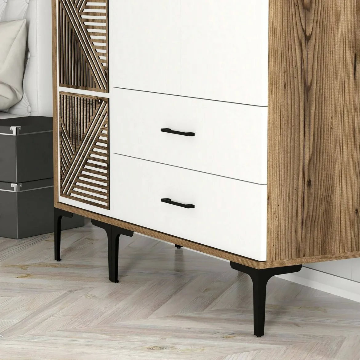 Guardaroba 3 ante noce e bianco 120x201h cm - Awty