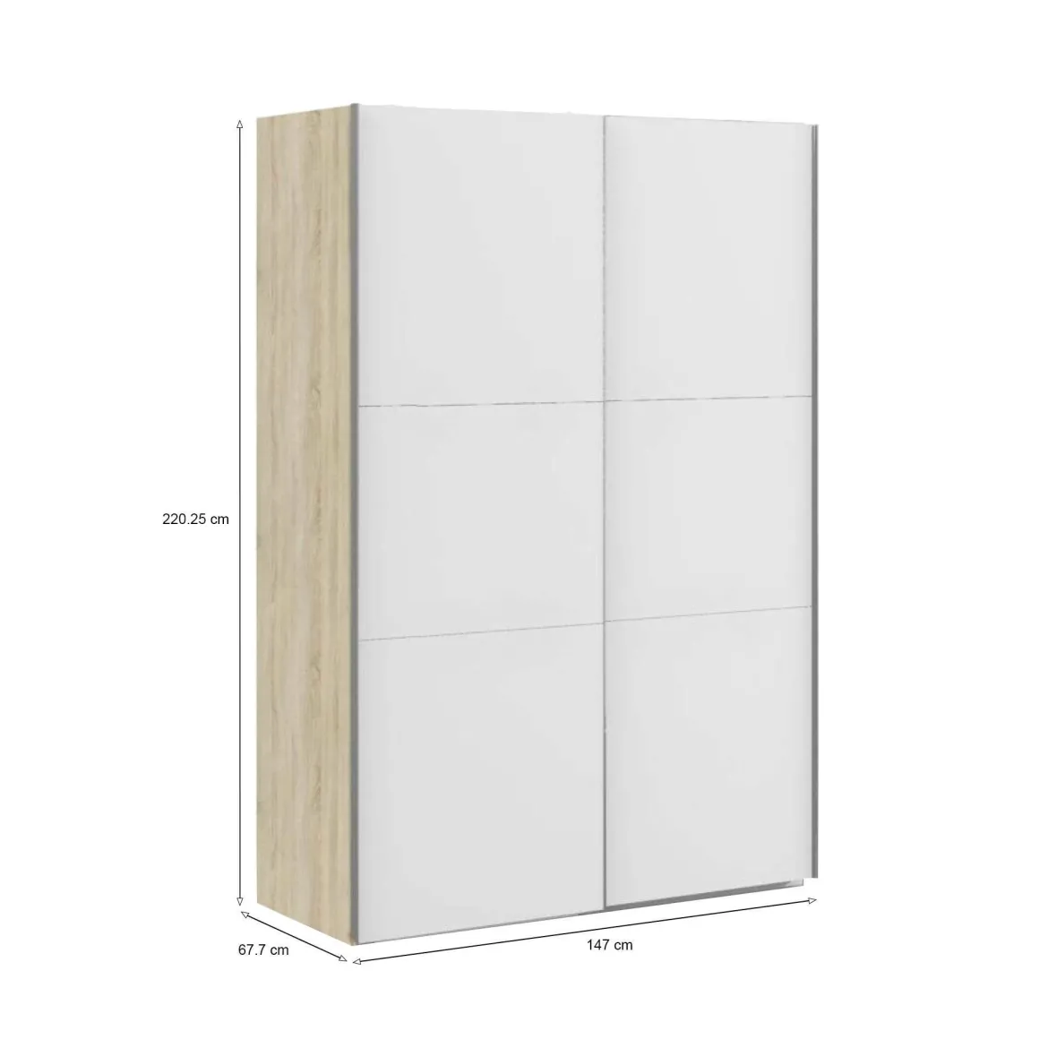 Guardaroba 2 ante quercia e bianco 147x220h cm - Almese