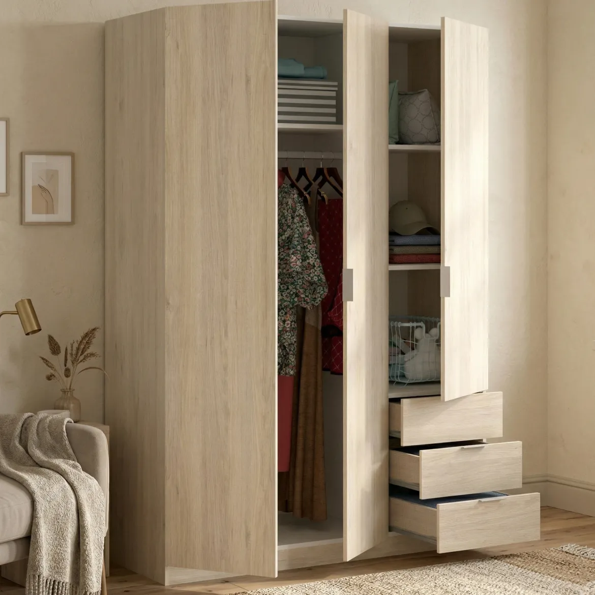 Guardaroba 3 ante rovere 121x184h cm - Astru