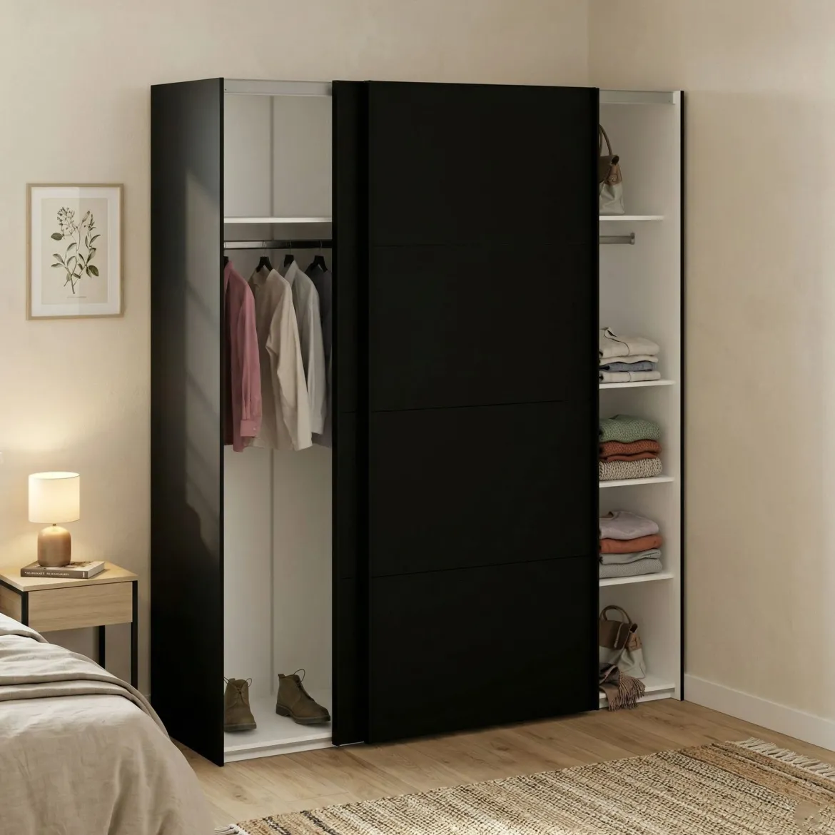 Guardaroba 2 ante scorrevoli nero 182x220h cm - Badesse