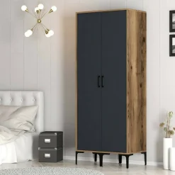 Guardaroba classico noce e antracite 80x200h cm - Acate