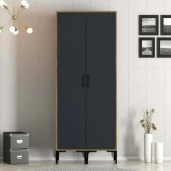 Guardaroba classico noce e antracite 80x200h cm - Acate