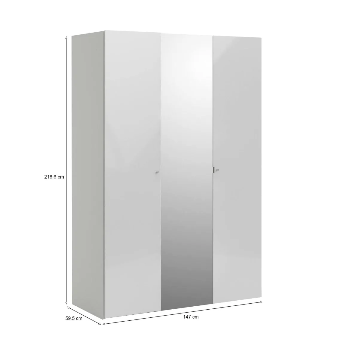 Guardaroba con anta specchio bianco lucido 147x218h cm - Megi