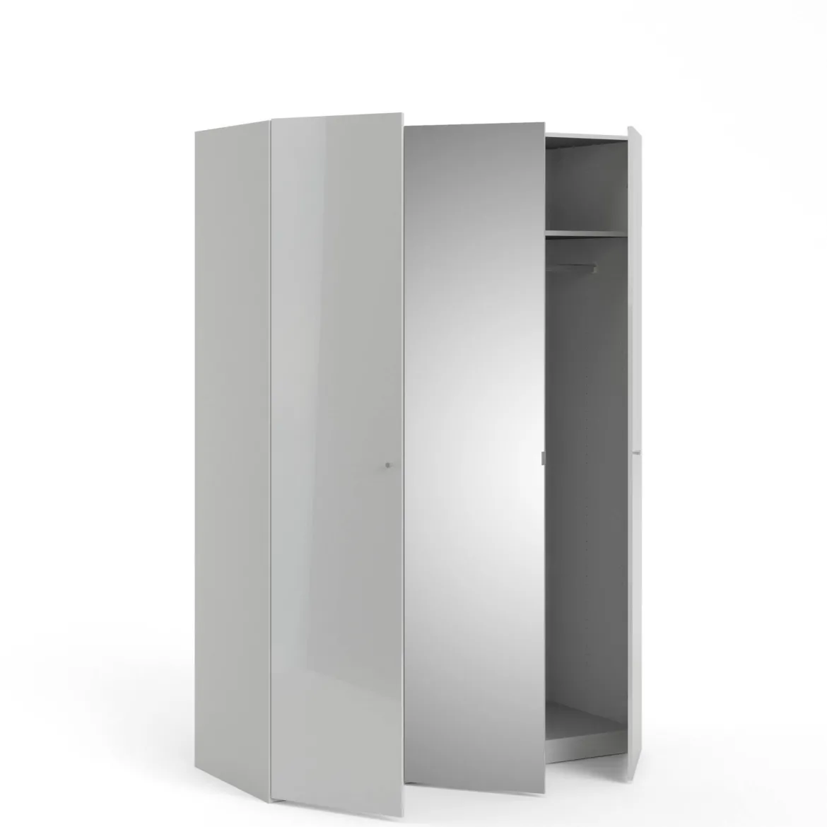 Guardaroba con anta specchio bianco lucido 147x218h cm - Megi