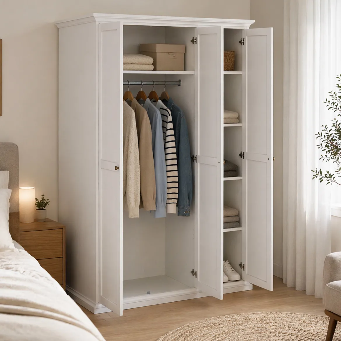 Guardaroba con appendiabiti bianco 147x200h cm - Gener