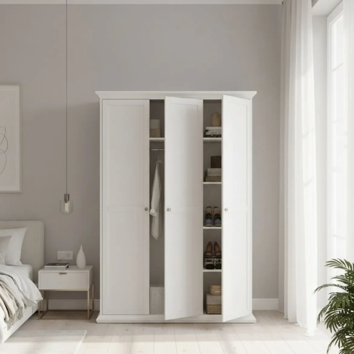 Guardaroba con appendiabiti bianco 147x200h cm - Gener