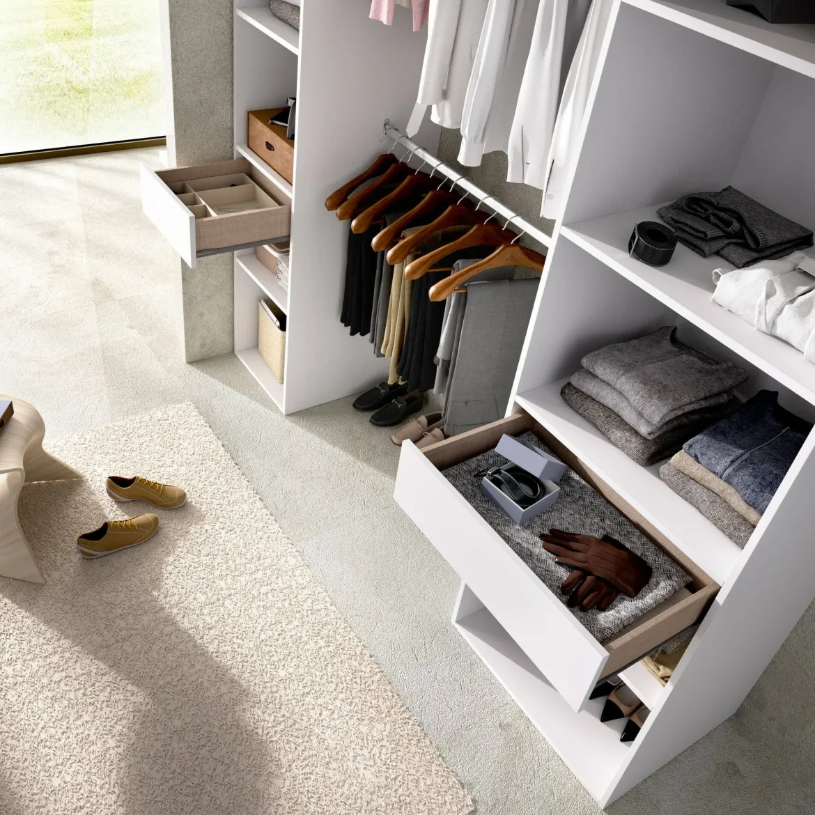 Guardaroba con appendiabiti bianco 200x205h cm - Amalio
