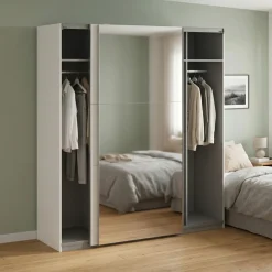 Guardaroba con appendiabiti bianco e grigio 195x220h cm - Andretta