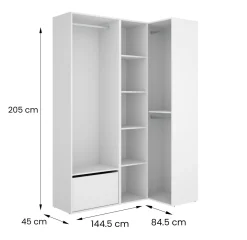 Guardaroba con appendiabiti bianco e rovere 144x205h cm - Tobias