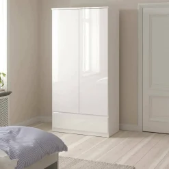 Guardaroba con appendiabiti cemento e bianco 120x200h cm - Aristode