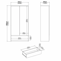 Guardaroba con appendiabiti cemento e bianco 120x200h cm - Aristode