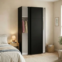 Guardaroba con appendiabiti nero 122x220h cm - Adria