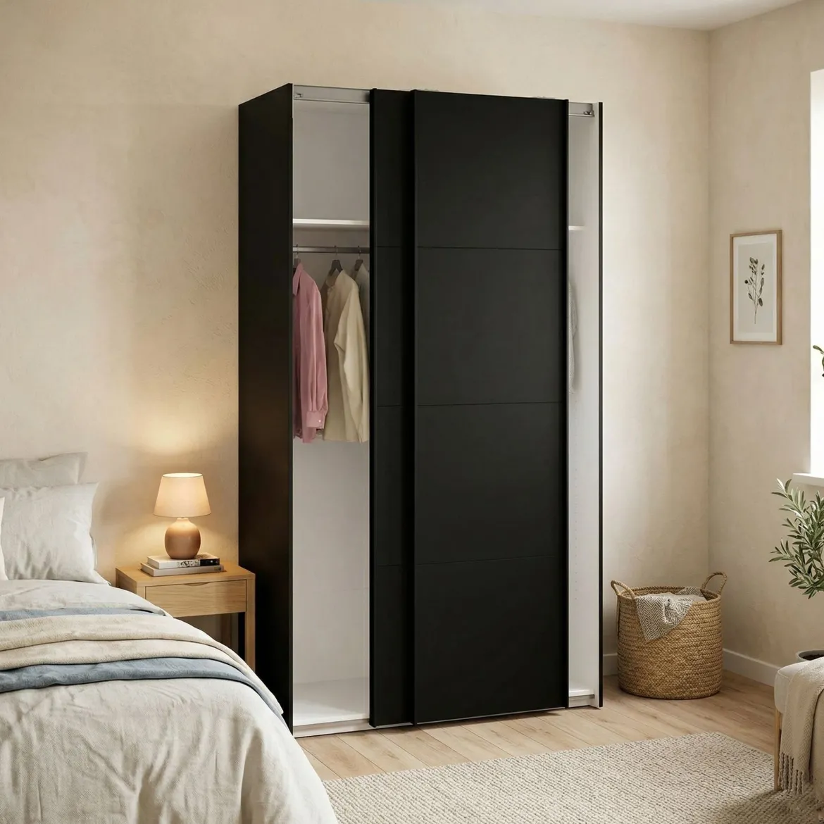 Guardaroba con appendiabiti nero 122x220h cm - Adria