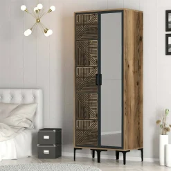 Guardaroba con appendiabiti noce e bianco 120x200h cm - Petroleuse