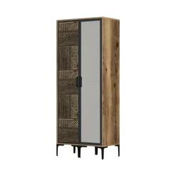 Guardaroba con appendiabiti noce e bianco 120x200h cm - Petroleuse