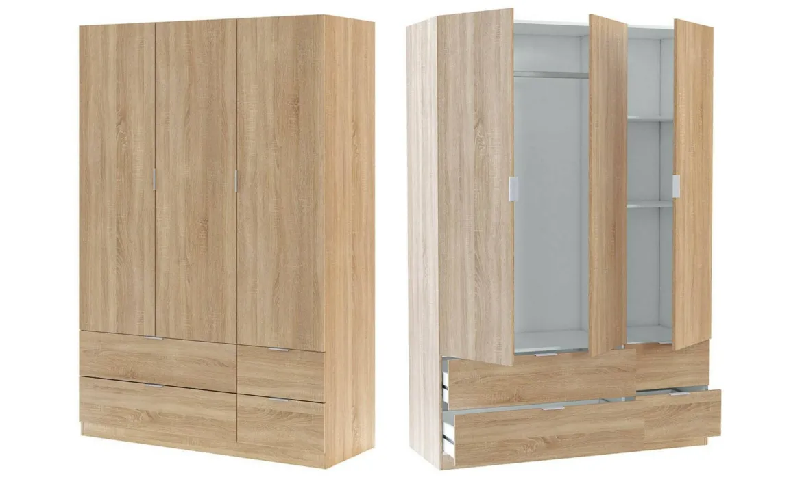Guardaroba con appendiabiti rovere 135x200h cm - Ababala