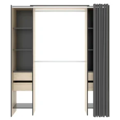 Guardaroba con appendiabiti rovere e antracite 180x205h cm - Era