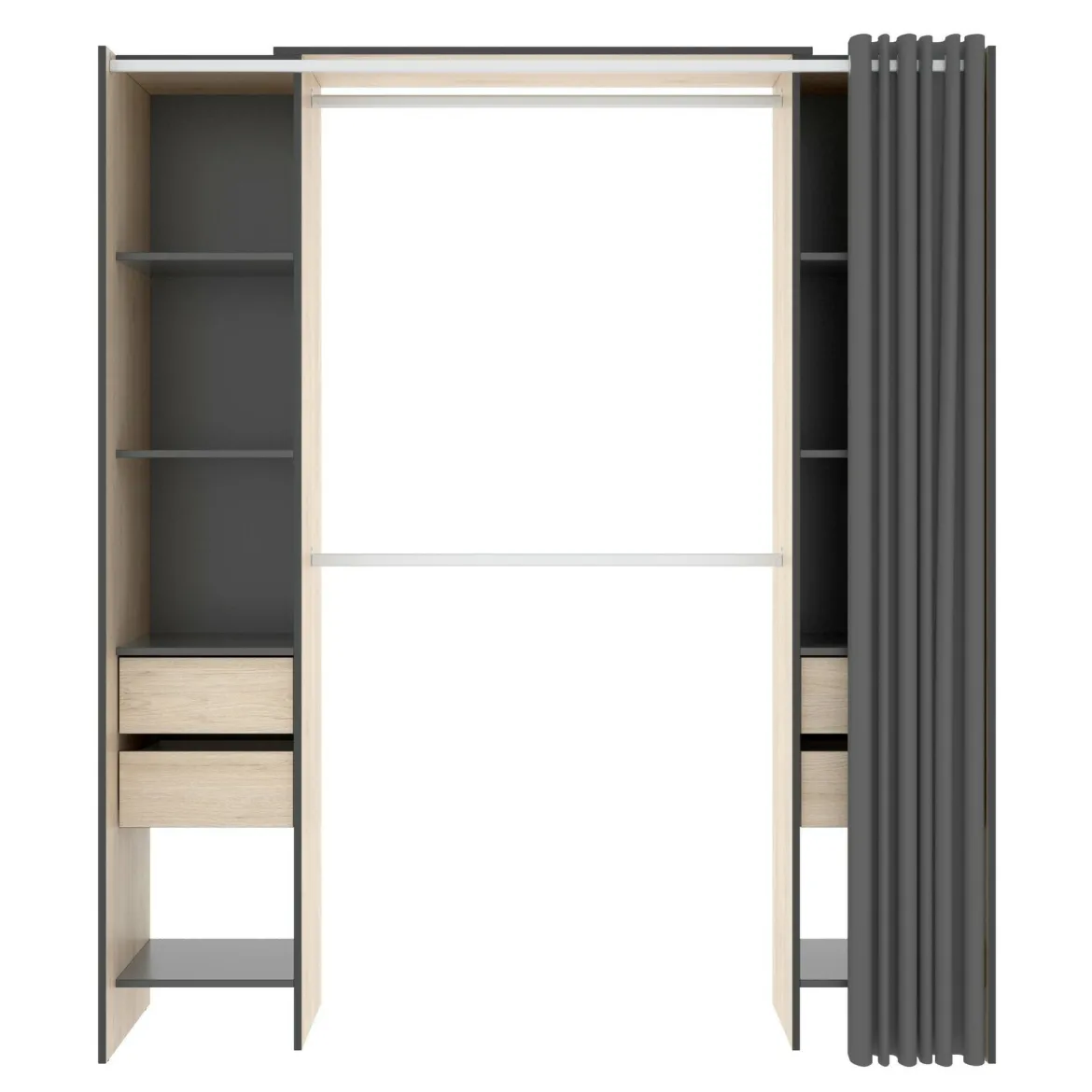 Guardaroba con appendiabiti rovere e antracite 180x205h cm - Era