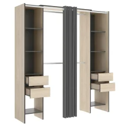 Guardaroba con appendiabiti rovere e antracite 180x205h cm - Era