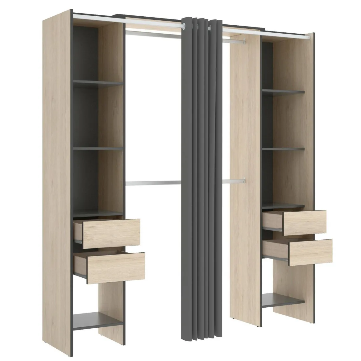 Guardaroba con appendiabiti rovere e antracite 180x205h cm - Era