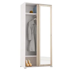 Guardaroba con appendiabiti rovere e bianco opaco 167x191h cm - Serpentina