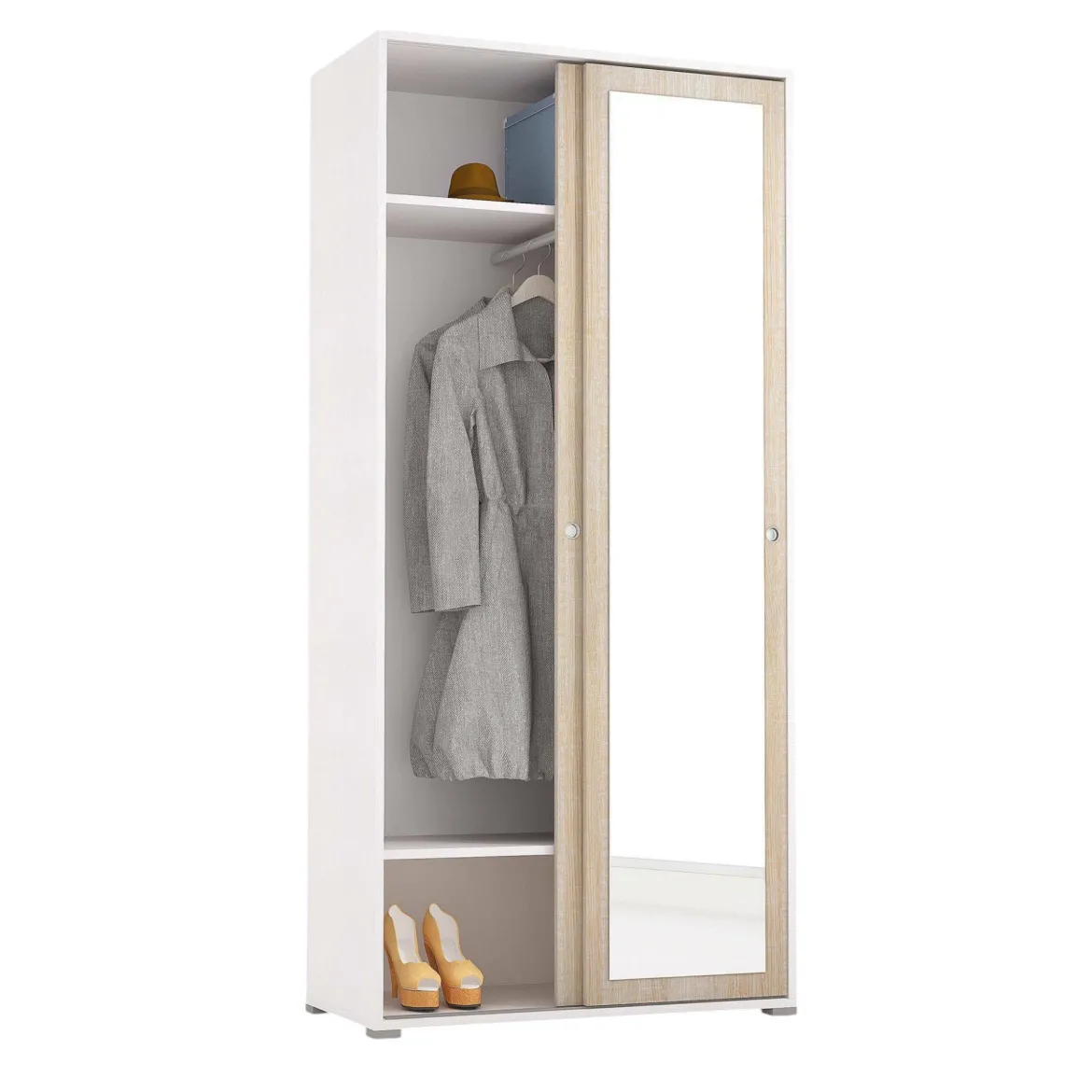 Guardaroba con appendiabiti rovere e bianco opaco 167x191h cm - Serpentina